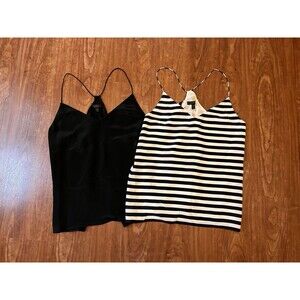 J Crew Black Carrie 100% Silk Lightweight Black V-Neck Camisole Tank Top Size 10